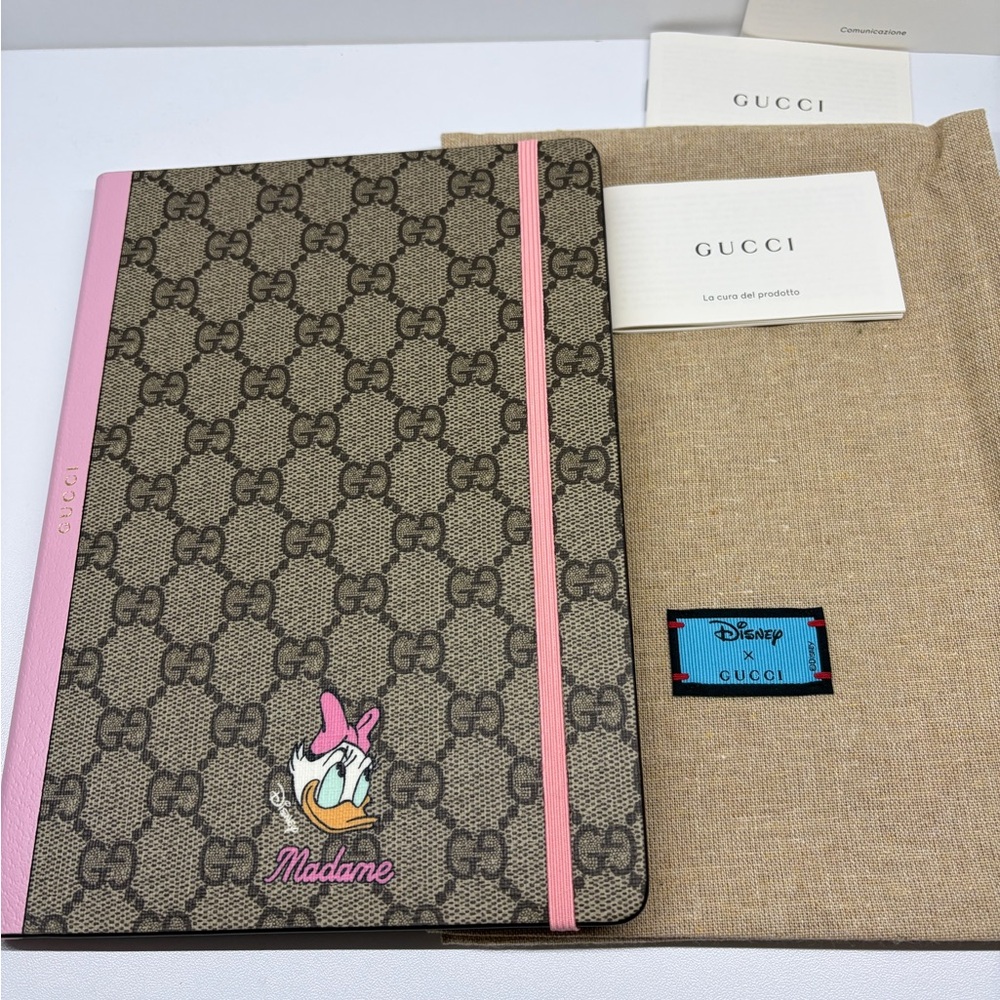 Gucci Daisy Duck GG Canvas Notebook with Pink Trim